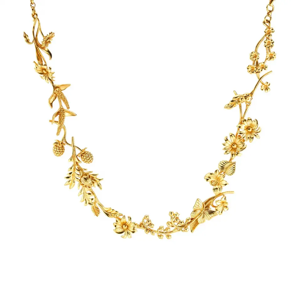 Meadow Wildflower Gold Necklace 16"+2"
