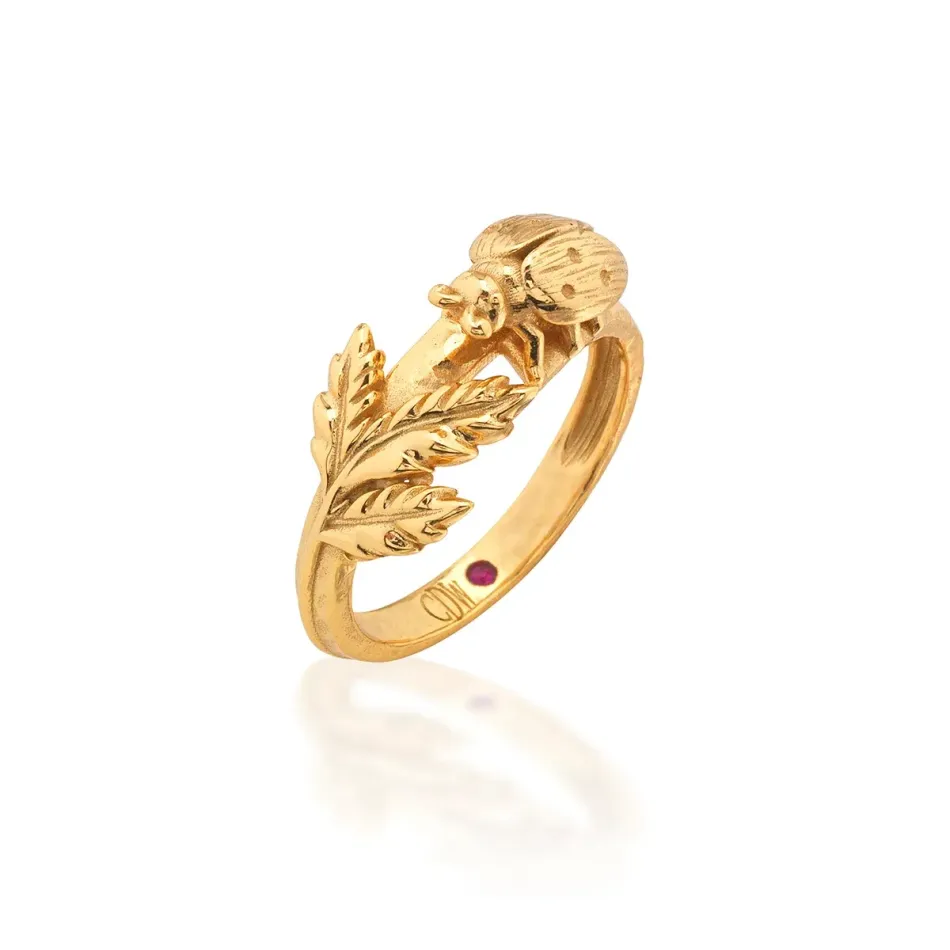 Meadow Gold Ladybug Ring Size 9