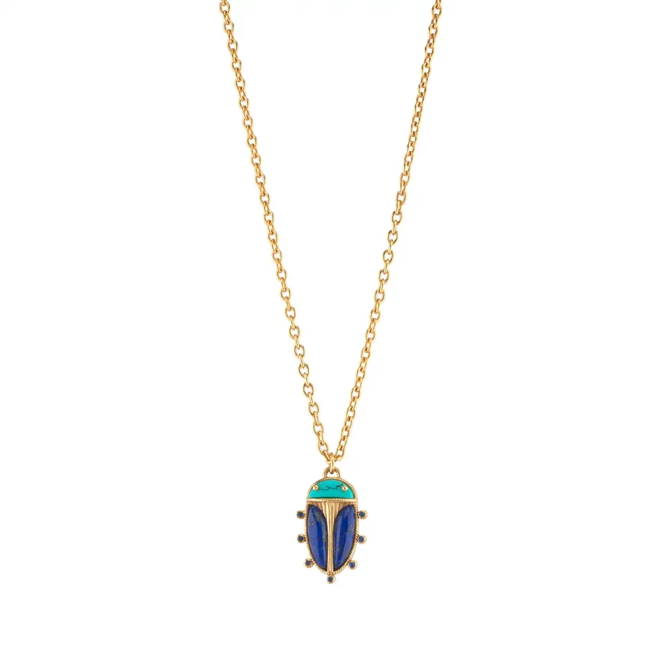 Scarab Multi Charm Necklace 16"+2"
