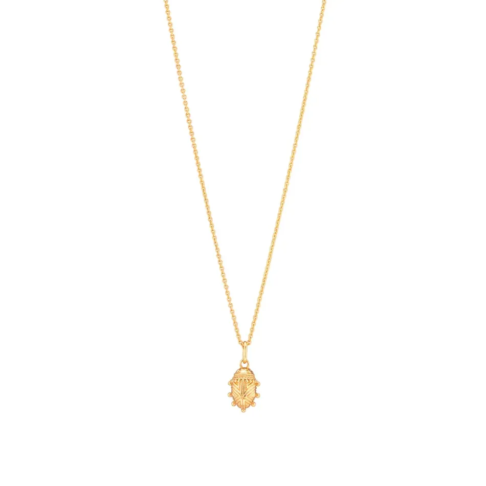 Scarab Gold Charm Necklace Petite 16"+2"
