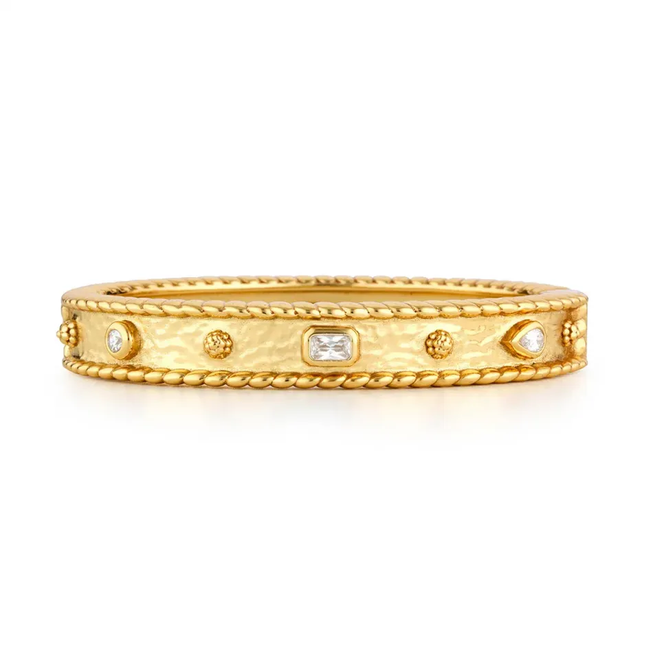 Berry Gem Clear Cubic Zirconia Hinged Bangle