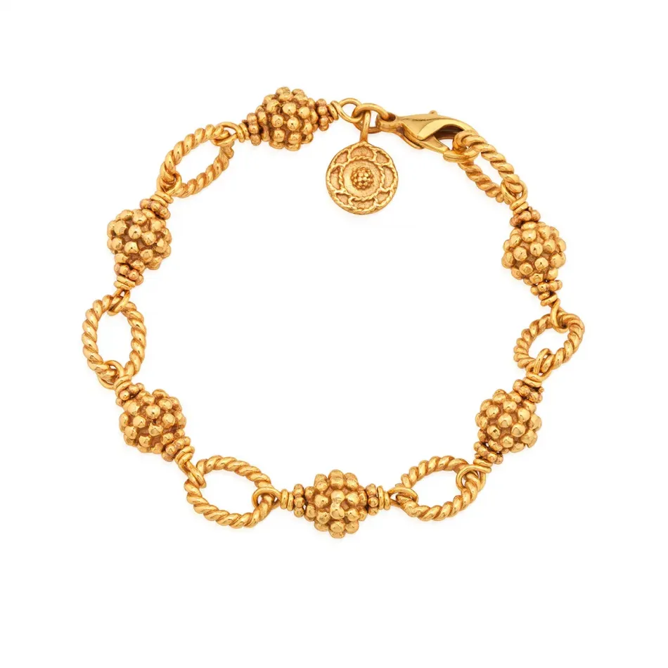 Berry & Bead Gold Bracelet 7"+2"