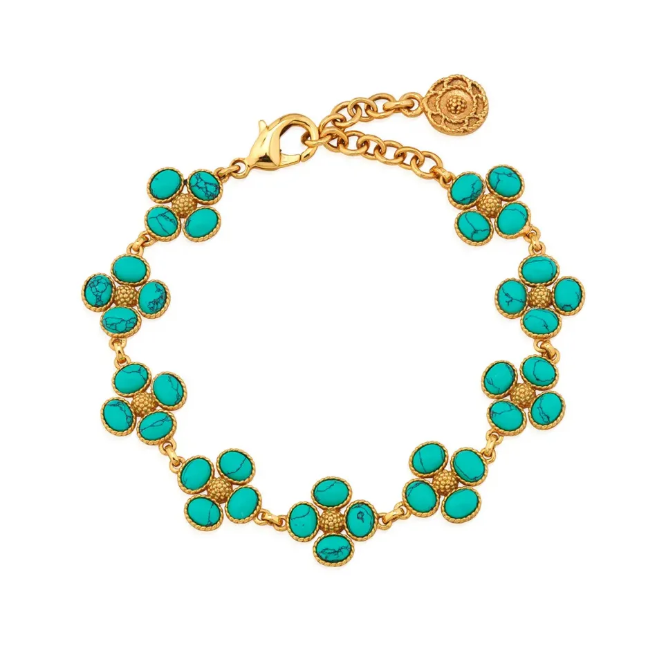 Berry Clover Turquoise Link Bracelet 7"+2"
