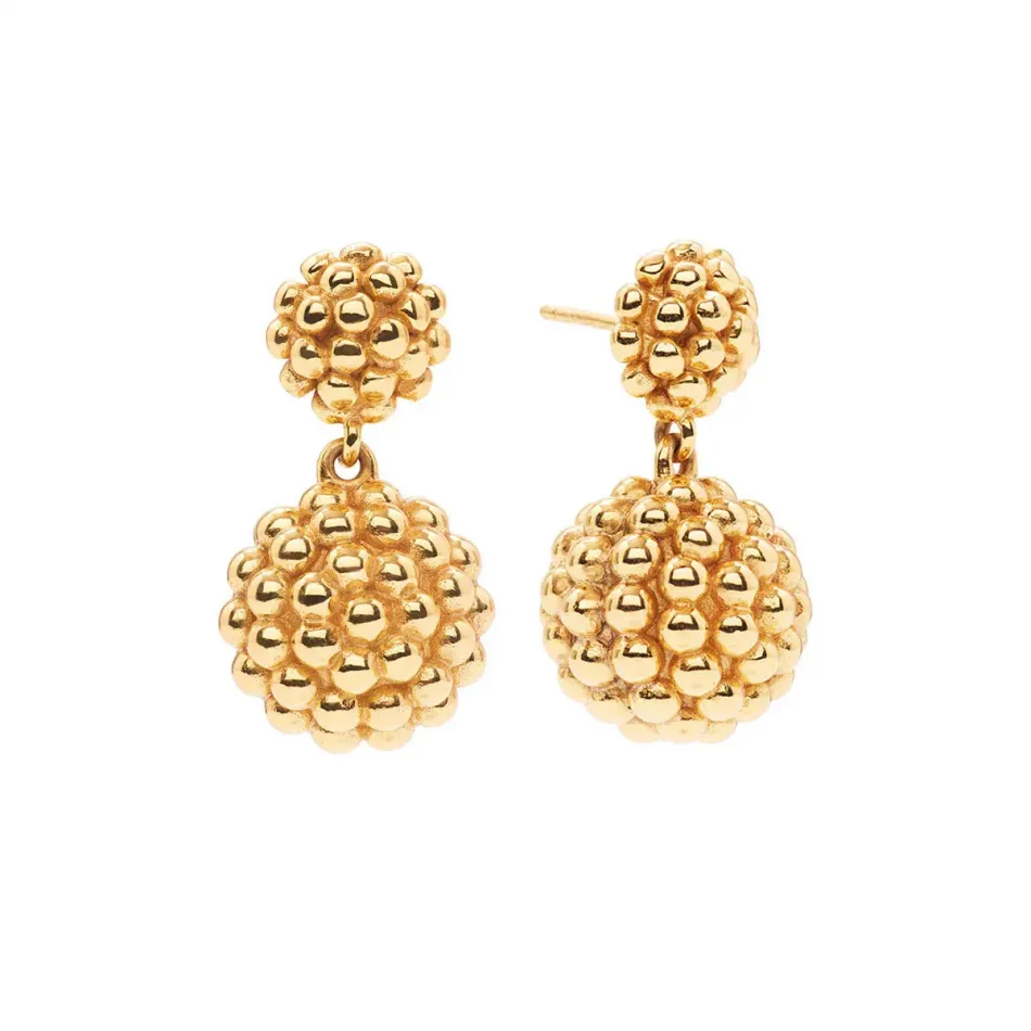 Berry Gold Double Drop Earrings