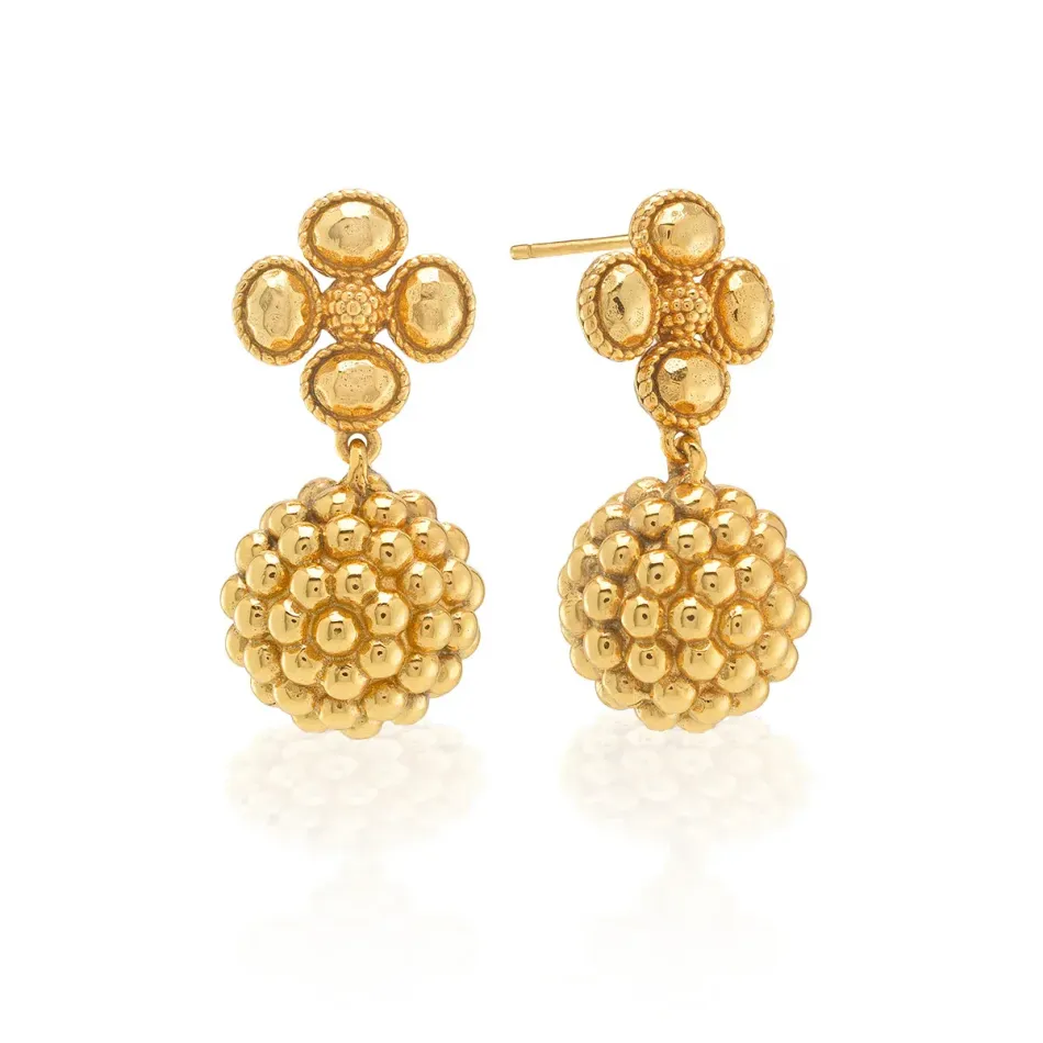 Berry Clover Gold Drop Earrings