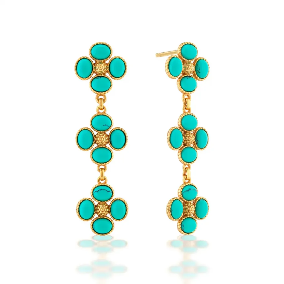 Berry Clover Turquoise Linear Earrings