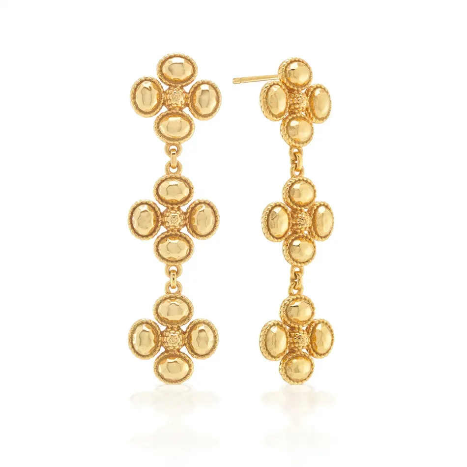 Berry Clover Gold Linear Earrings