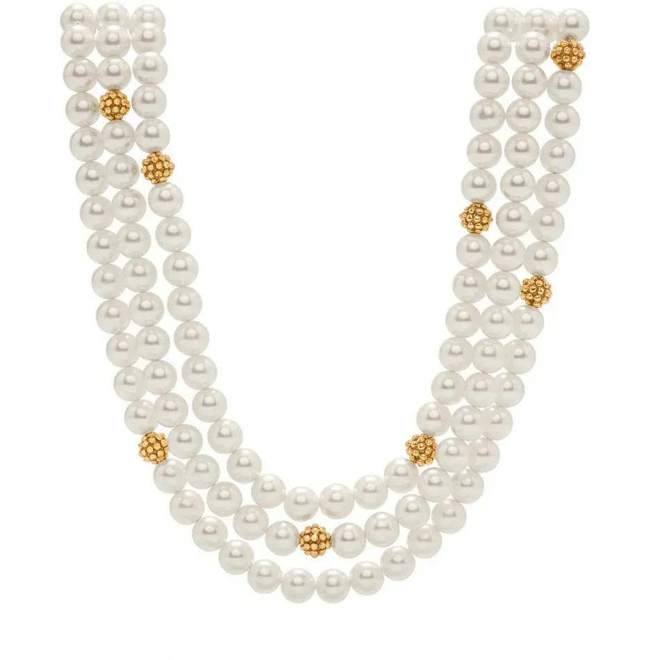 Berry & Bead Pearl Triple Strand Necklace 18"+2''