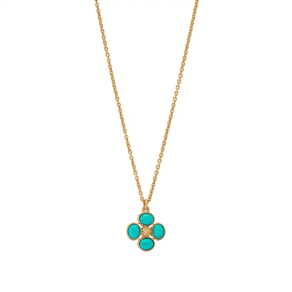 Berry Clover Turquoise Double Sided Charm Necklace 16"+2"