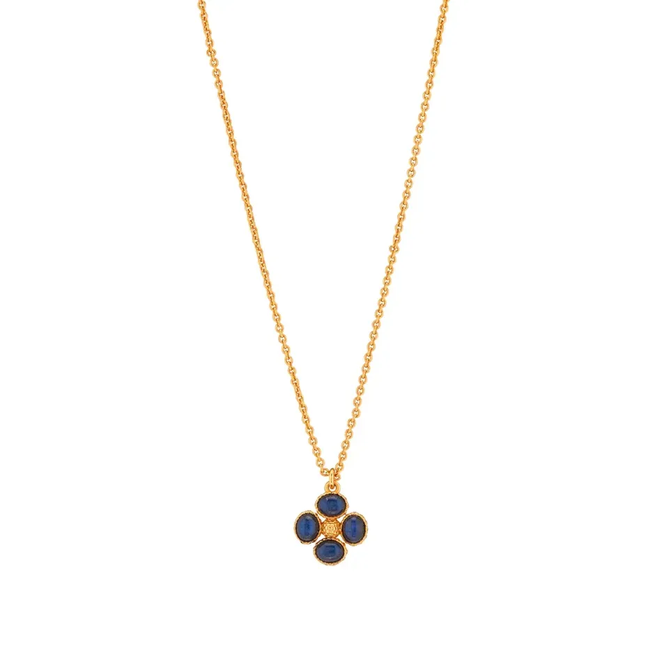 Berry Blue Labradorite Clover Double Sided Charm Necklace 16"+2"