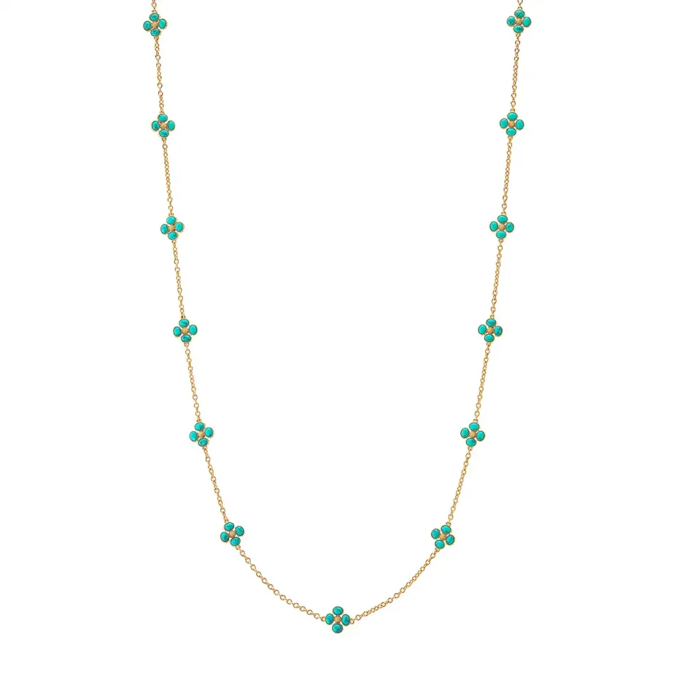 Berry Clover Turquoise Double Sided Necklace 34"