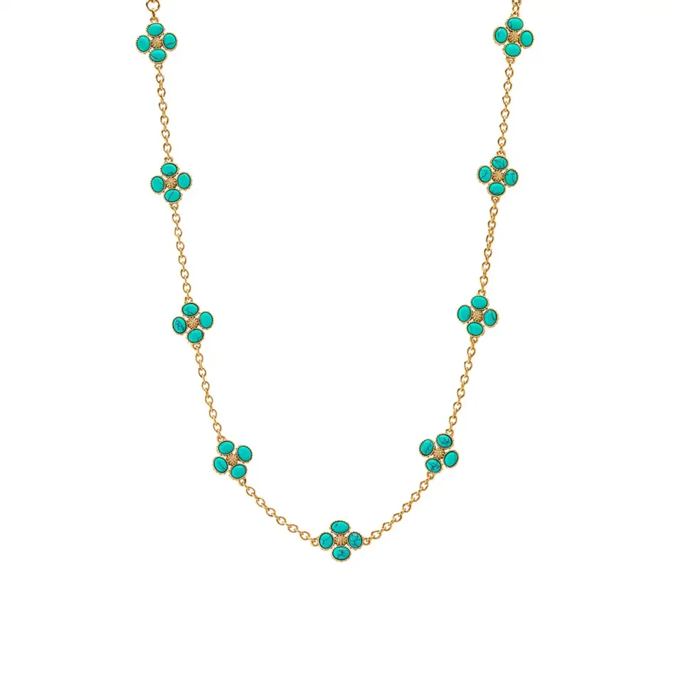 Berry Clover Turquoise Double Sided Necklace 16"+2"