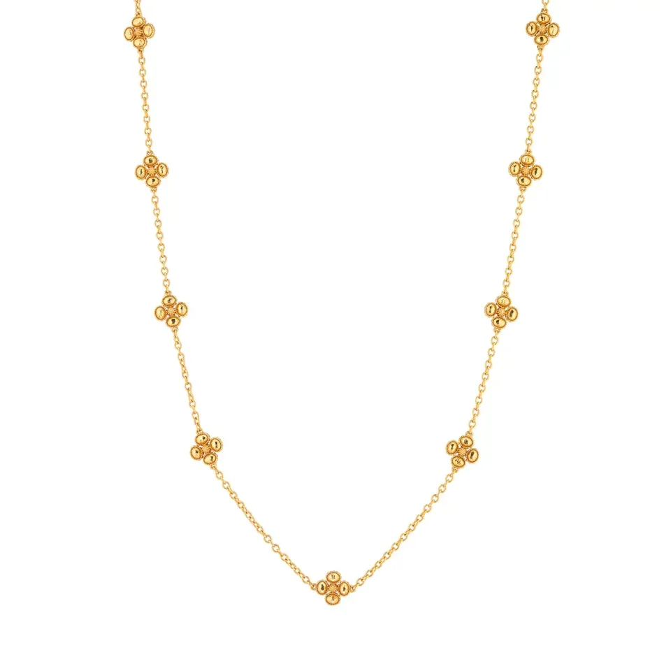 Berry Gold Clover Double Sided Necklace 28"