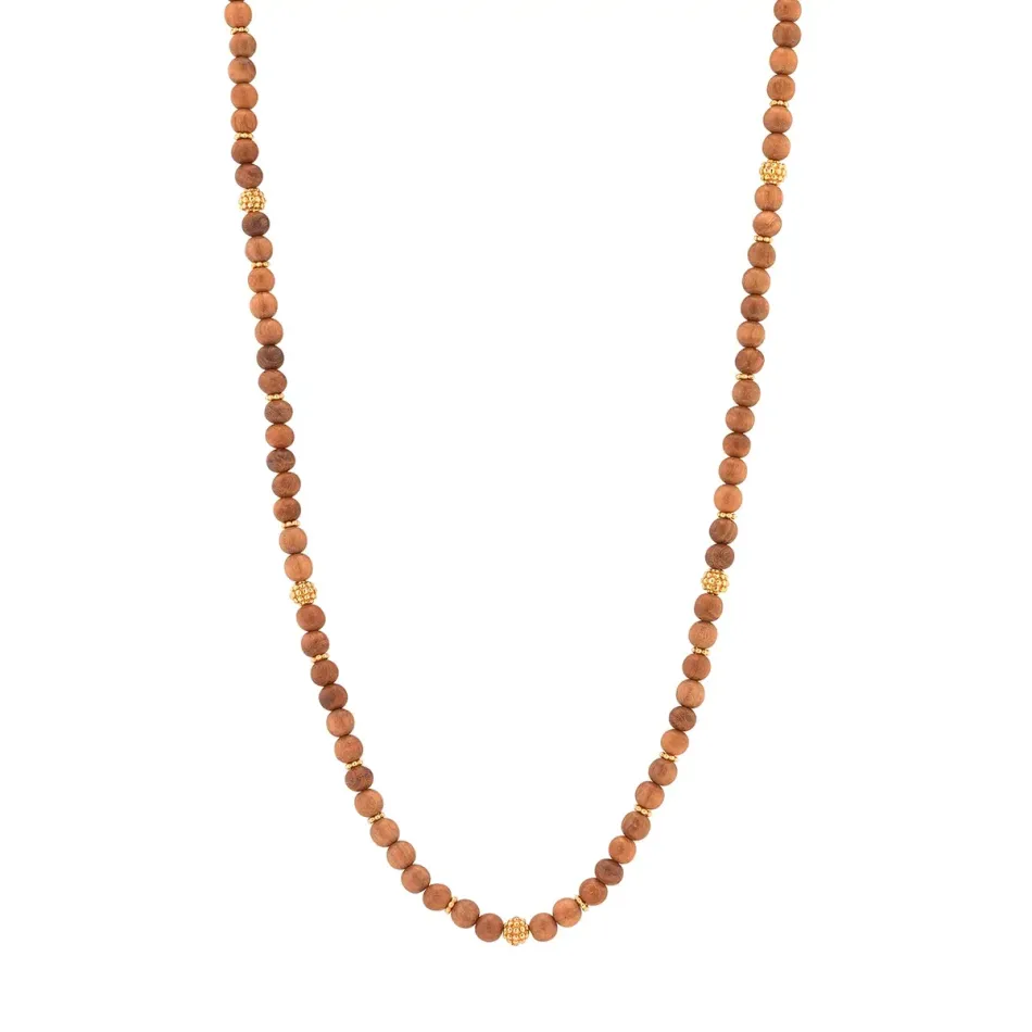 Berry Teak Single Strand Beads Necklace