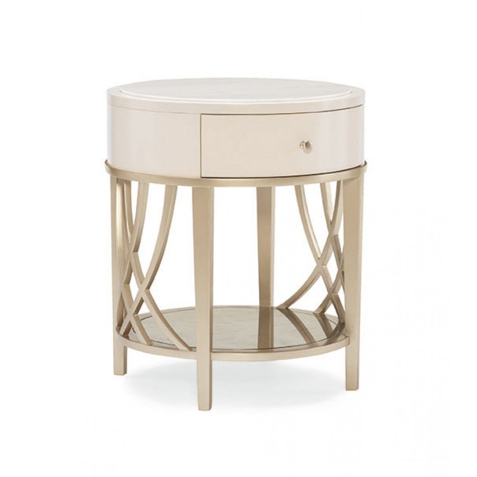 Adela End Table Washed Alabaster, Blush Taupe