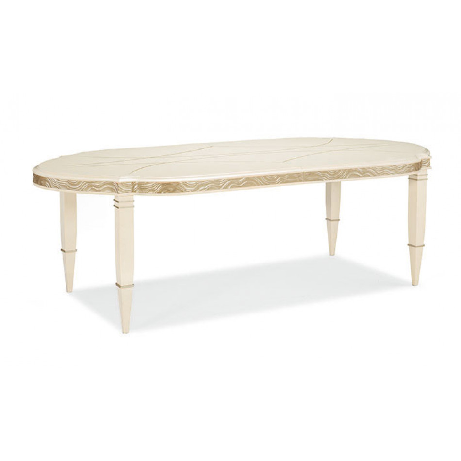 Adela Dining Table Washed Alabaster, Blush Taupe