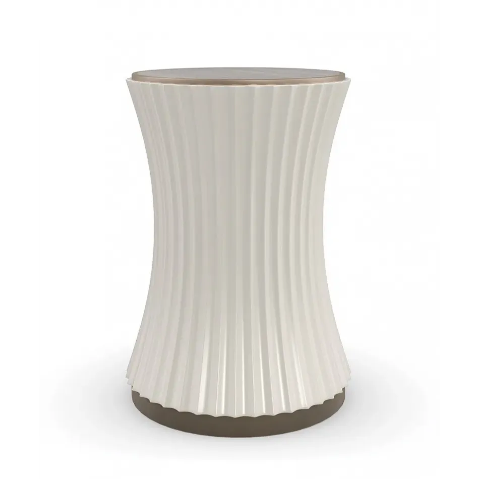 Valentina Accent Table End/Side Table Matte Pearl, Gold Shimmer