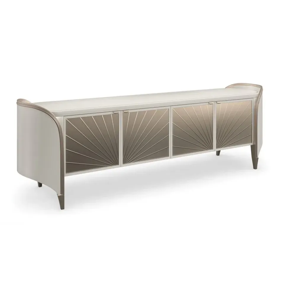 Valentina Media Console Matte Pearl, Golden Shimmer