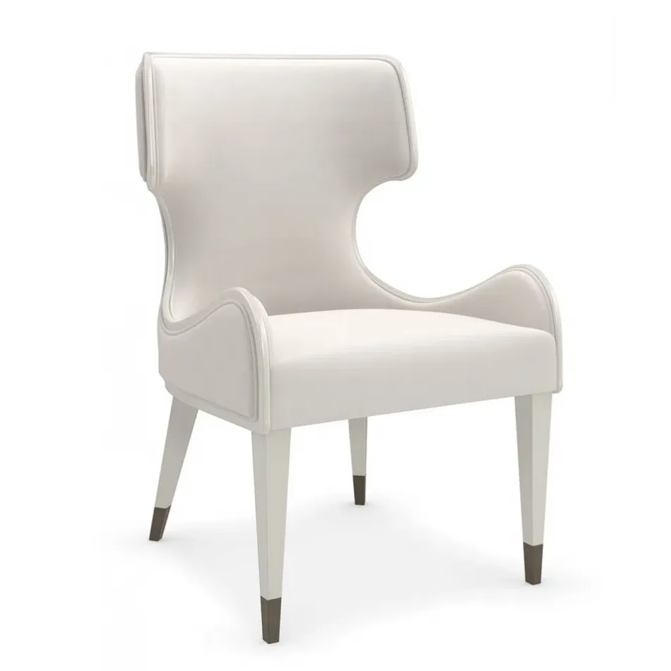 Valentina Uph Arm Chair Matte Pearl