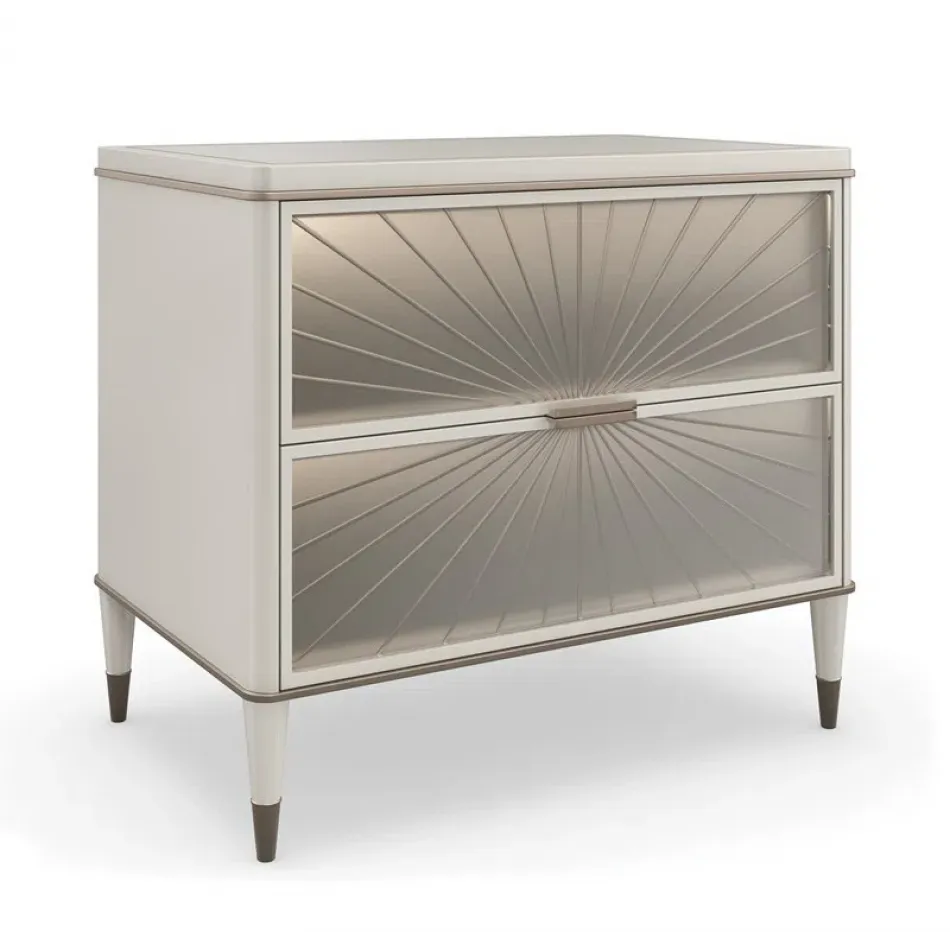 Valentina Small Nightstand Matte Pearl, Golden Shimmer, Bronze Gold