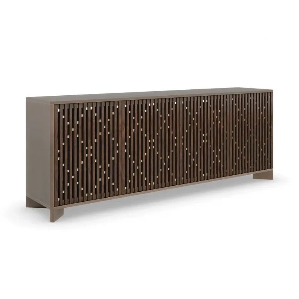 Diamond In The Rough Entertainment Brushed Antique Brass Paint, Rich Walnut, Whisper Of Gold