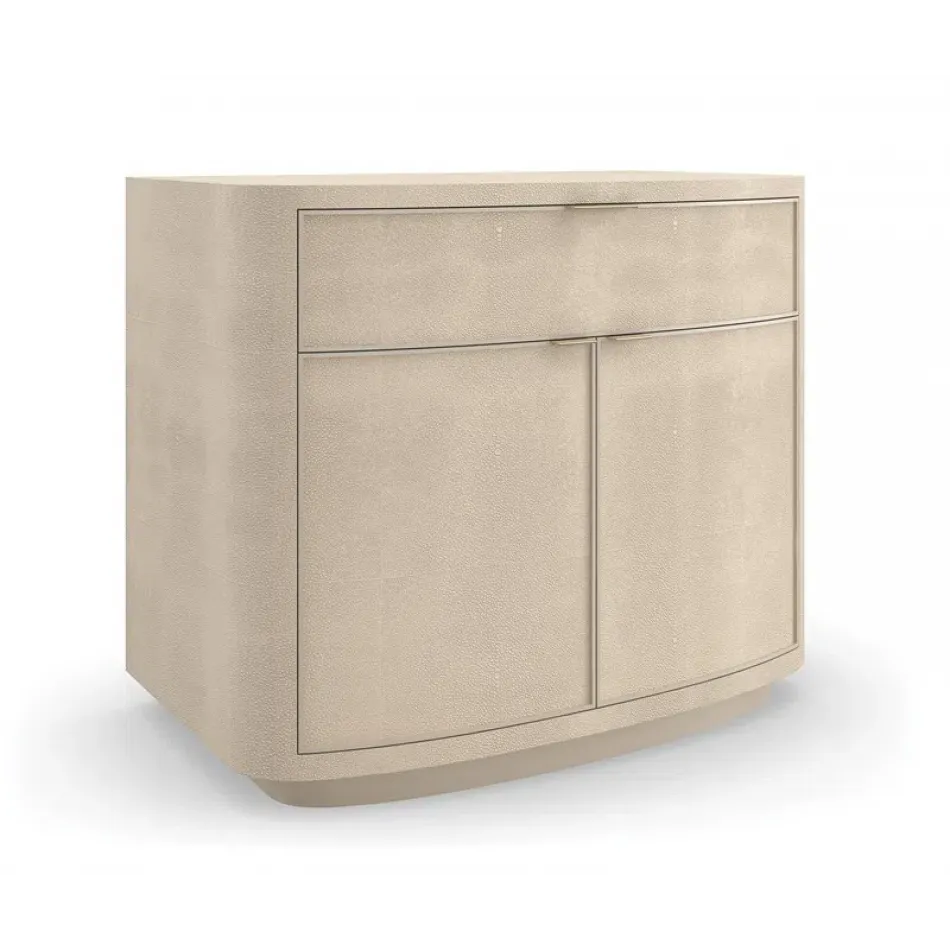 Simply Perfect Nightstand Ivory Painted Faux Shagreen