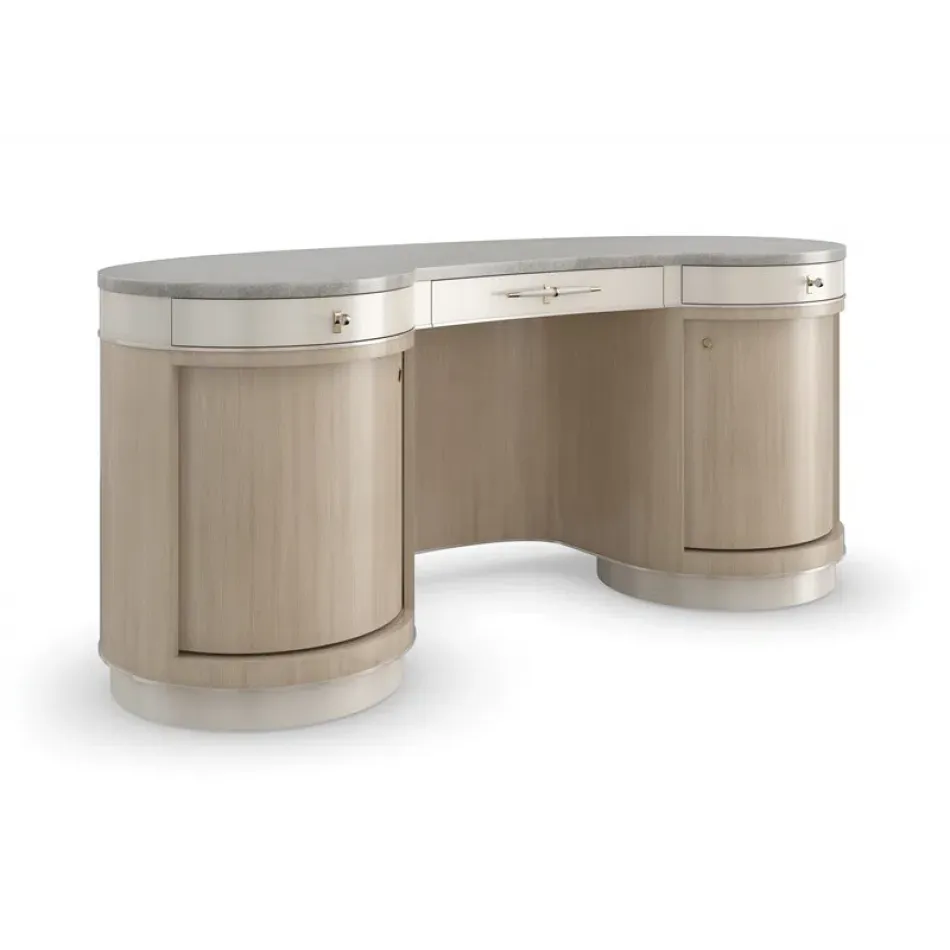 Vanity Fair Console & Desk Dry Martini, Cloud, Charcoal Leaf, Brushed Gold