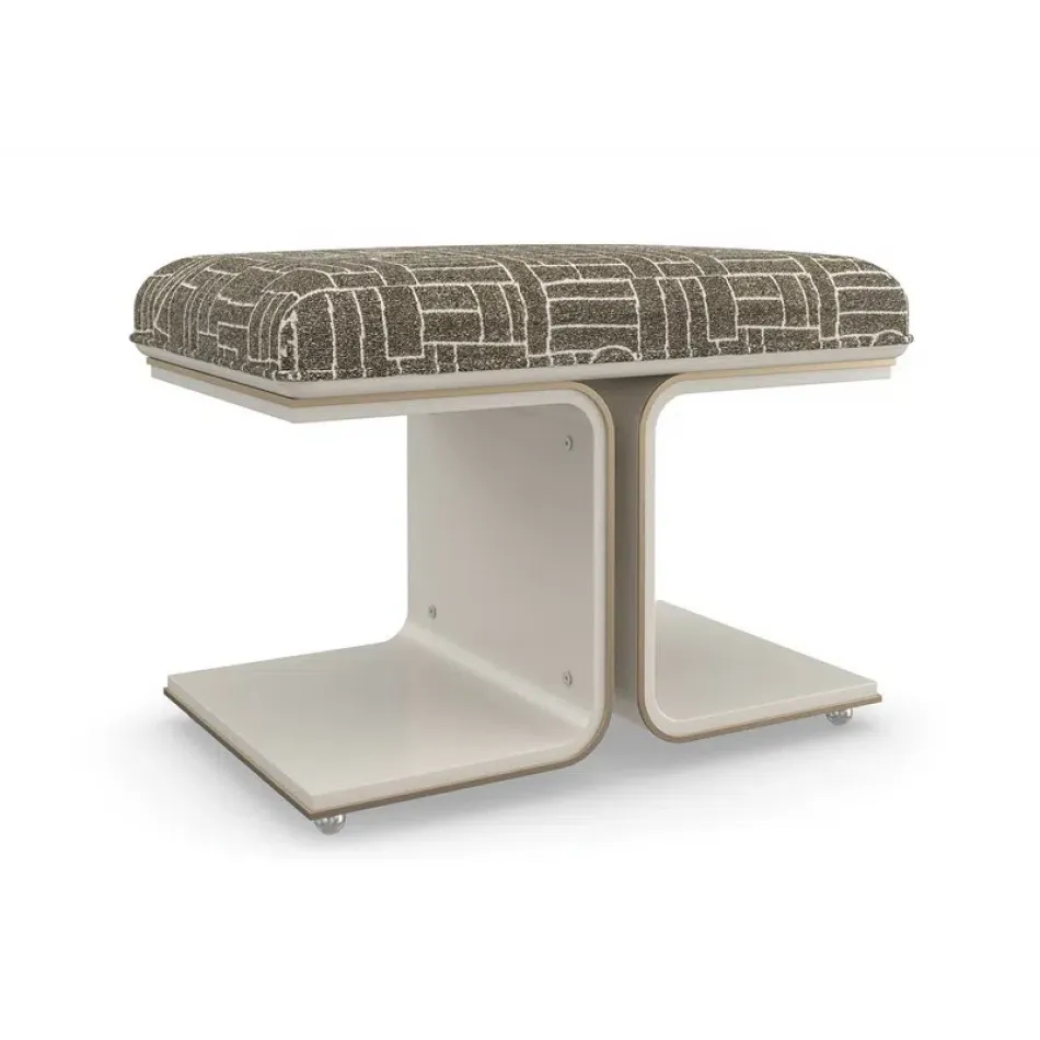 Balance Beam Bench/Ottoman Cloud, Brushed Gold, Brushed Stainless