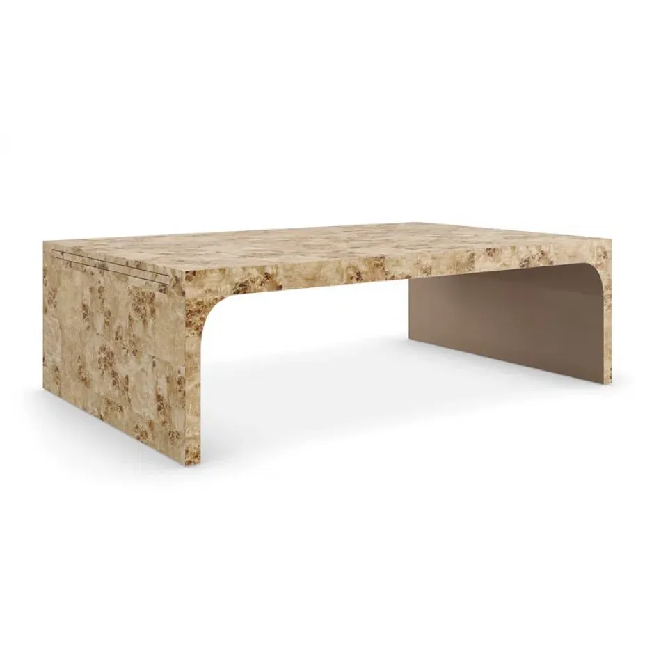 Burlesque Cocktail Table Mappa Burl, Brazen Bronze Leaf