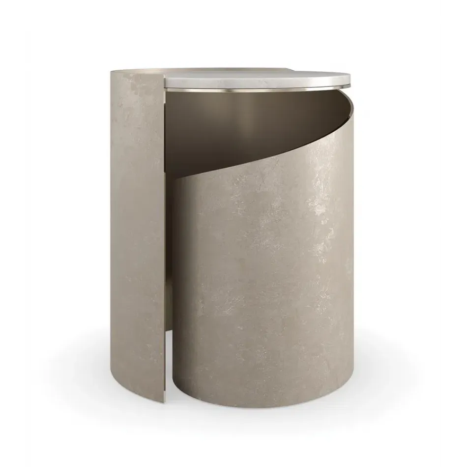 Nautilus End/Side Table Taupe Silver Leaf, Whisper Of Gold