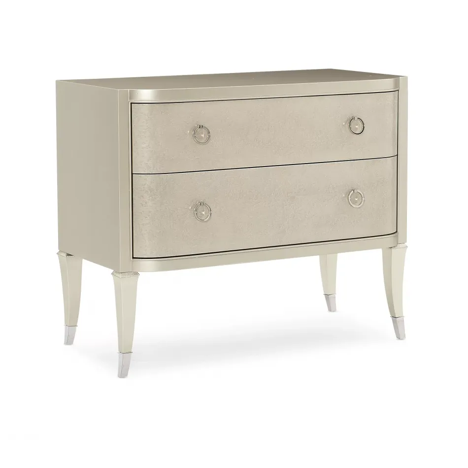 Perfect Match Nightstand Soft Silver Paint, Smoked Birdseye