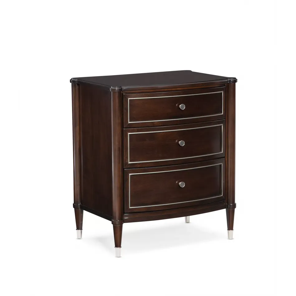 Suite Yourself Nightstand Mocha Walnut, Soft Silver Paint