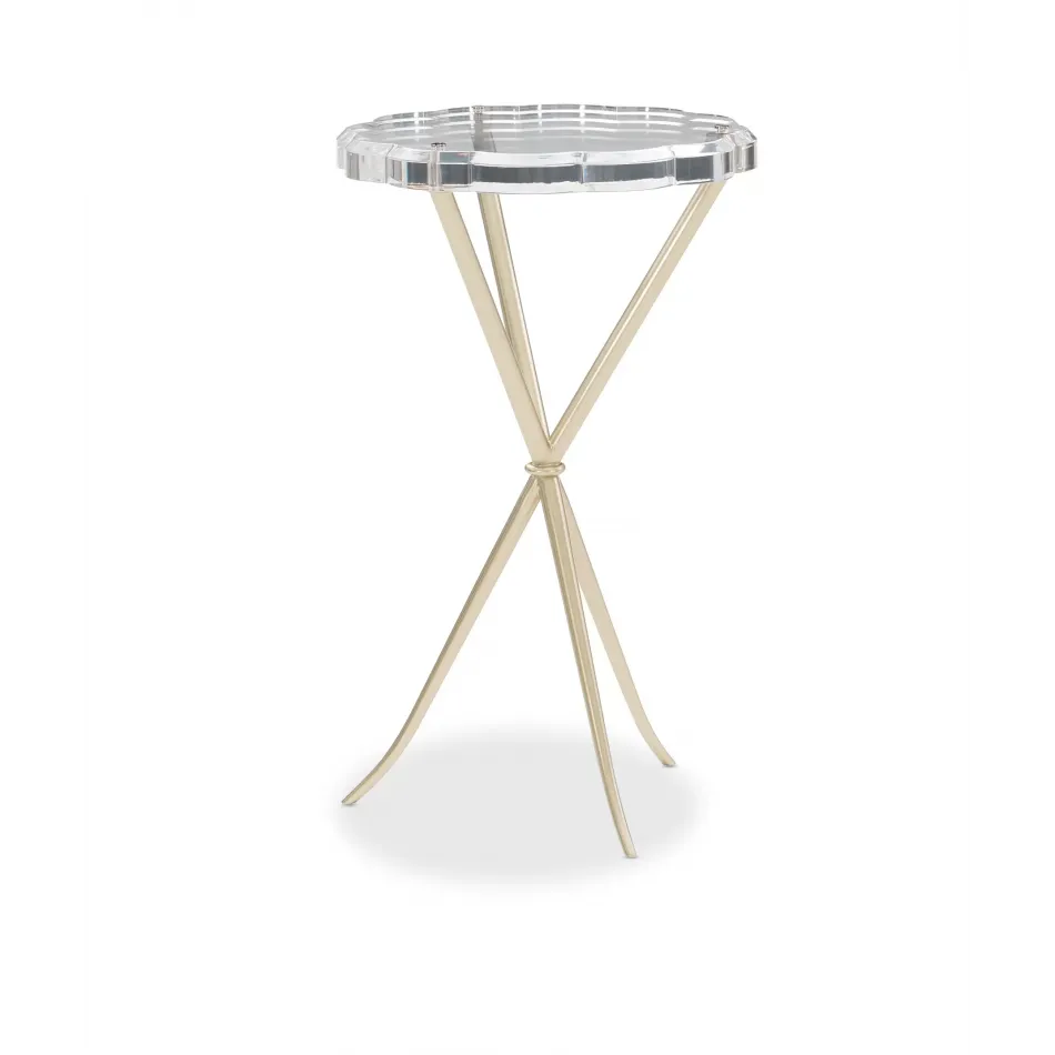 In A Tizzy End/Side Table Neutral Metallic