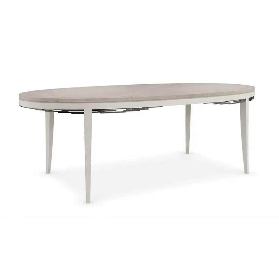 Coronet Dining Table Chinchilla, Crème De La Crème, Soft Silver Paint, Deep Bronze