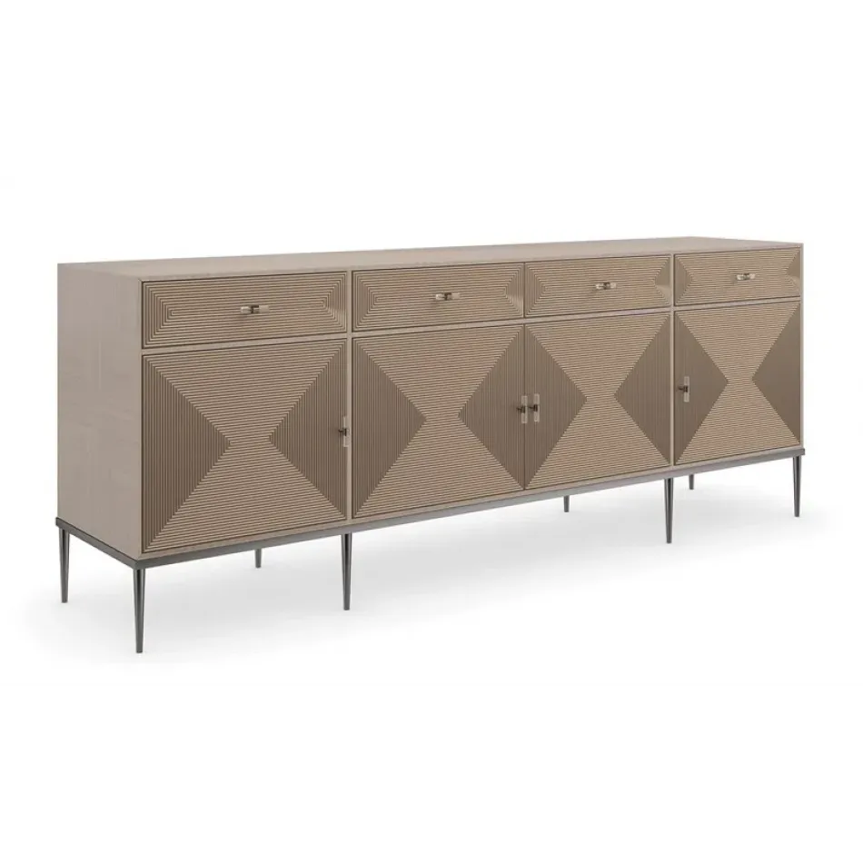 Low Rise Sideboard/Buffet Woodland Gray, Sparkling Argent, Deep Bronze