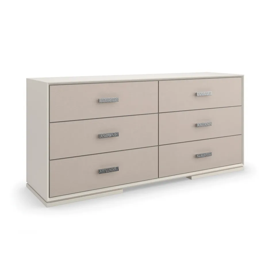 Silver Lining Dresser Dresser Almond Milk, Brushed Stainless