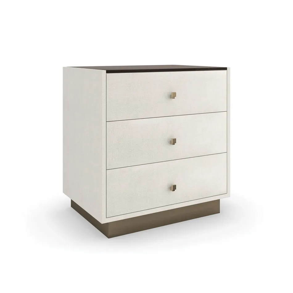 Iliad Nightstand Ivory Craze, Brushed Gold Paint