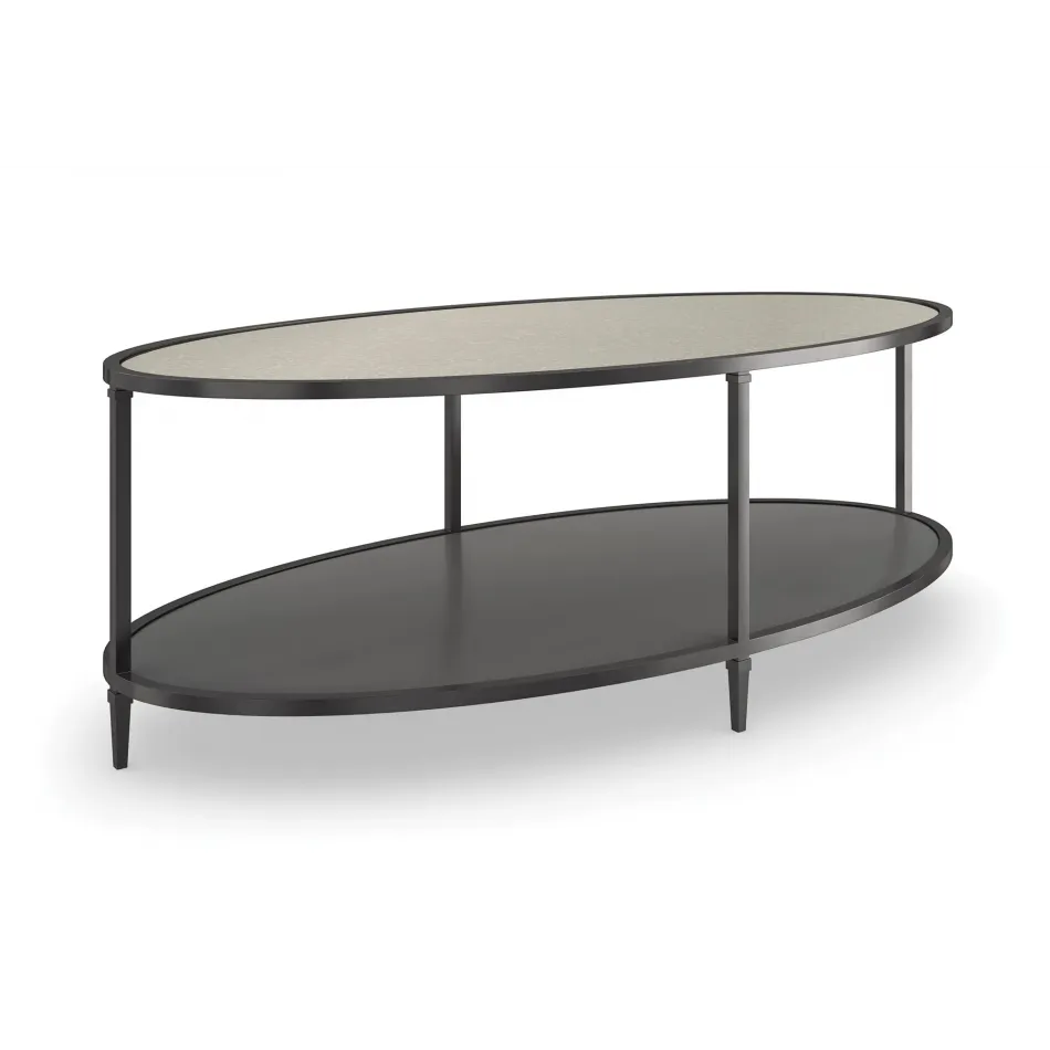 Smoulder Oval Cocktail Table Brushed Deep Bronze, Warm Slate.