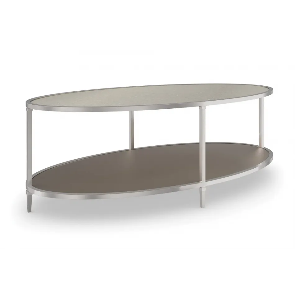 Shimmer Oval Cocktail Table Neutral Nickel, Neutral Metallic Paint