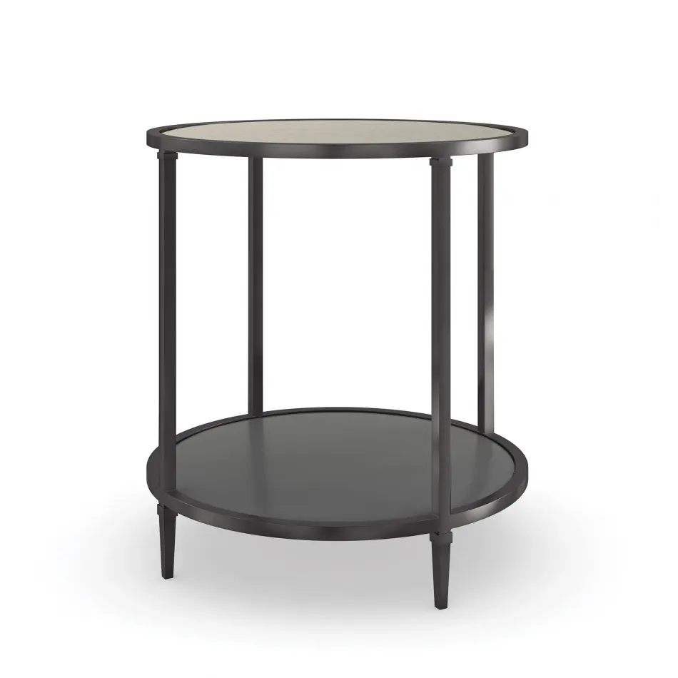 Smoulder Round End Table End/Side Table Brushed Deep Bronze, Warm Slate