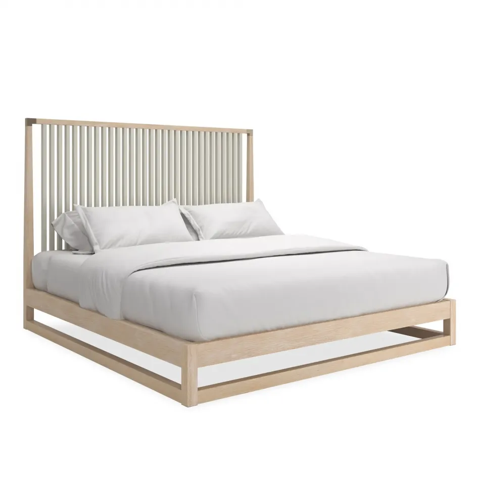 Pinstripe Slatted Light Bed - Queen