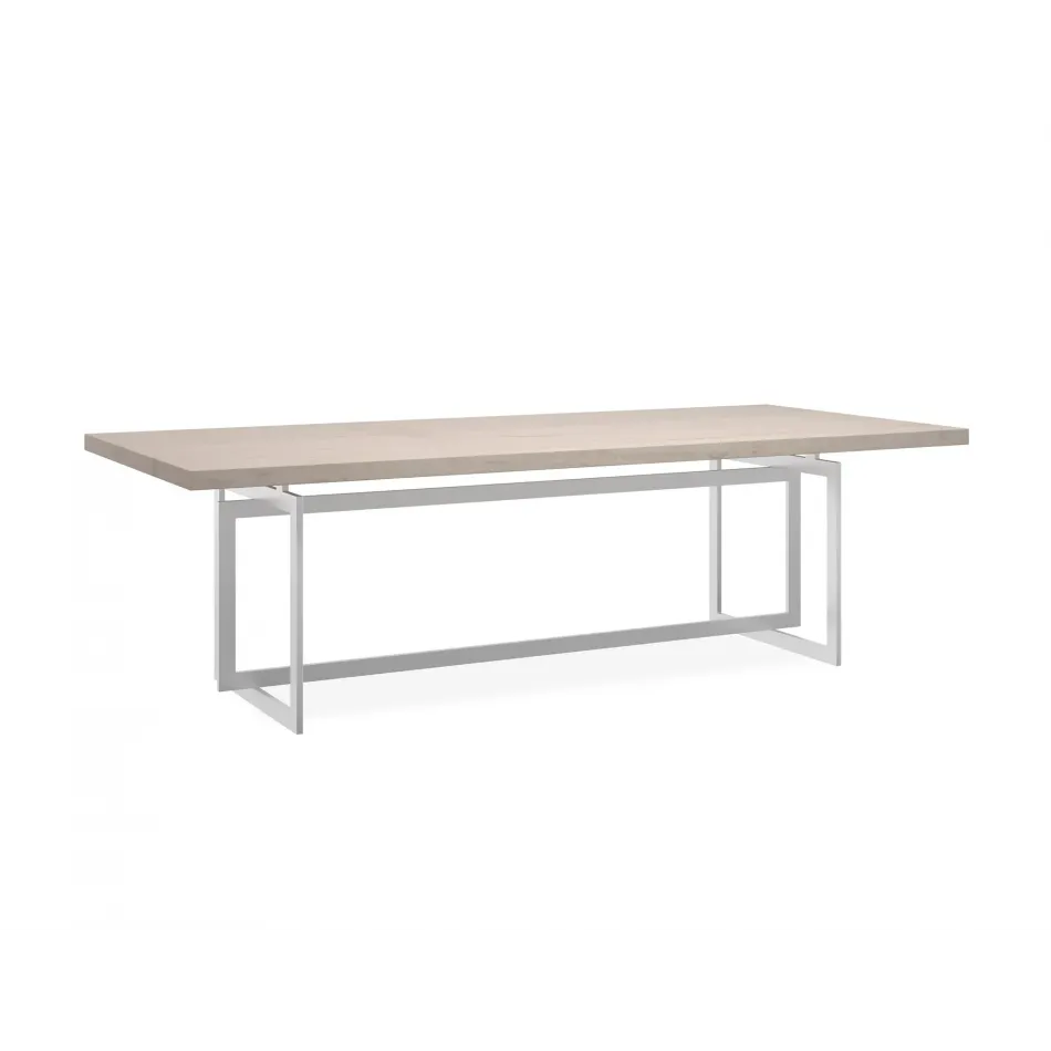 Wish You Were Here Lightly Brushed Chrome Table - Crème Travertine