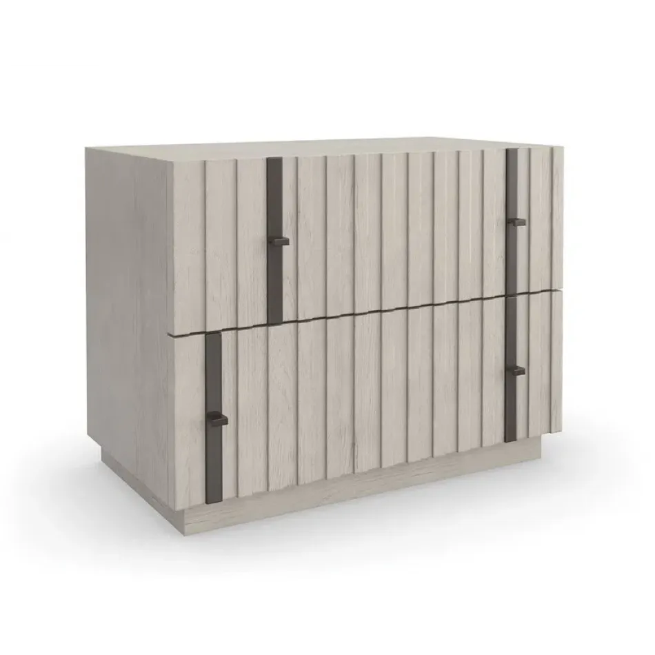 Large Clancy Nightstand Fossil, Matte Black Metal