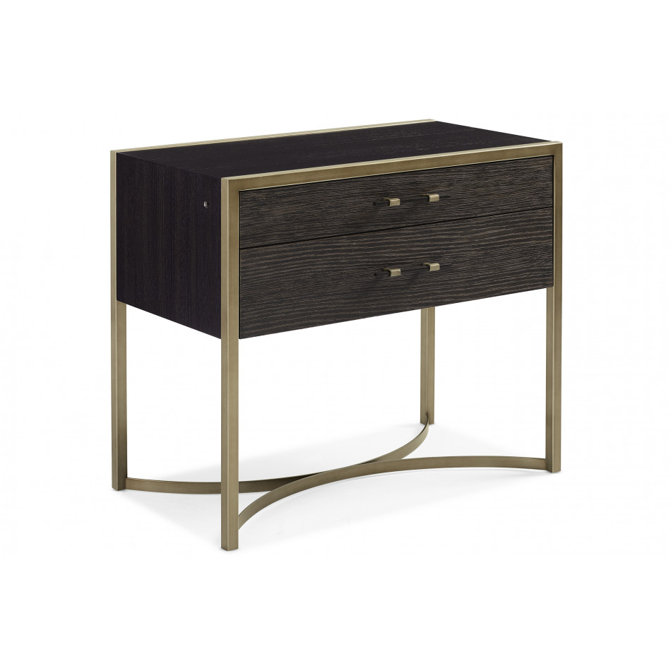 Remix Large Nightstand Cerused Oak, Black Stained Ash, Bronze Gold Metal