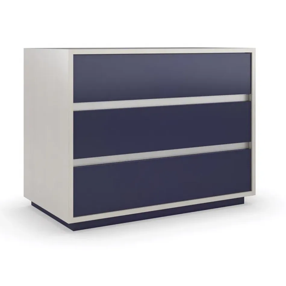 Da Vita Large Nightstand Thunder, Smoked Stainless Paint, Prussian Blue Paint