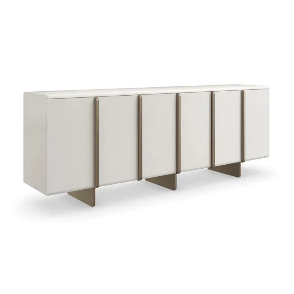 Emphasis Credenza Sideboard/Buffet Almost White, Textured Adobe, Lucent Bronze Metallic