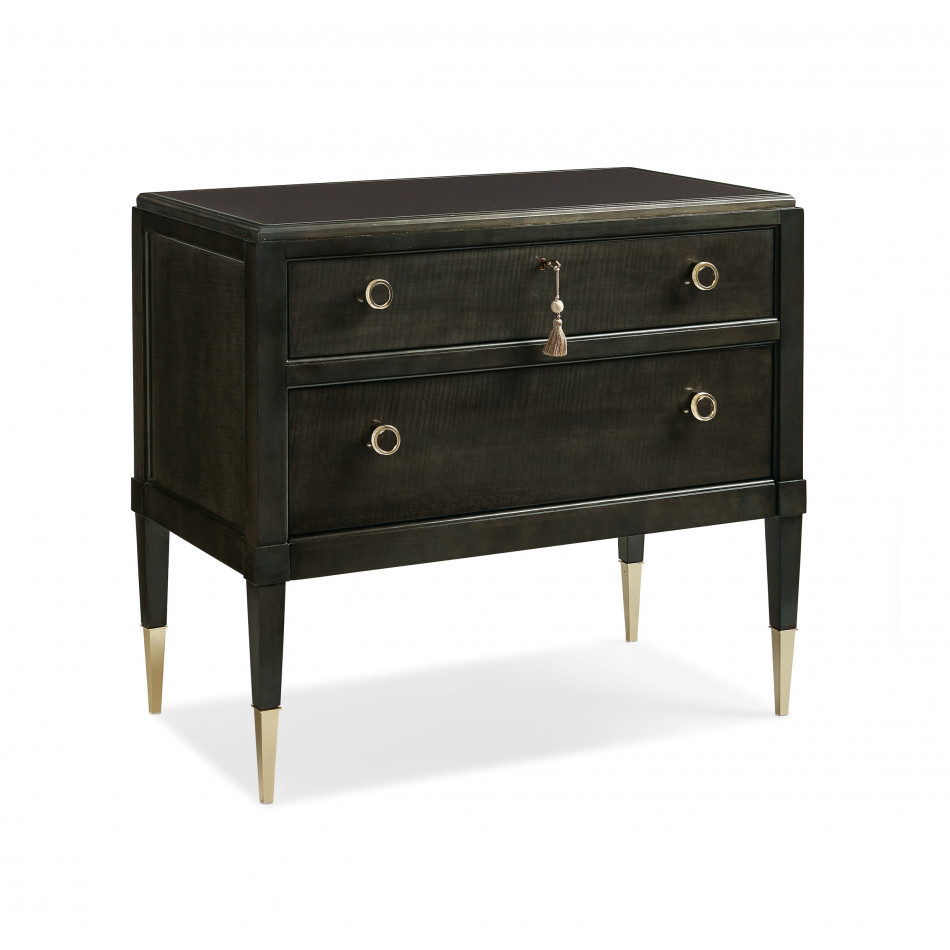 Good Evening Nightstand Charcoal Anegre, Whisper Of Gold, Seal Skin