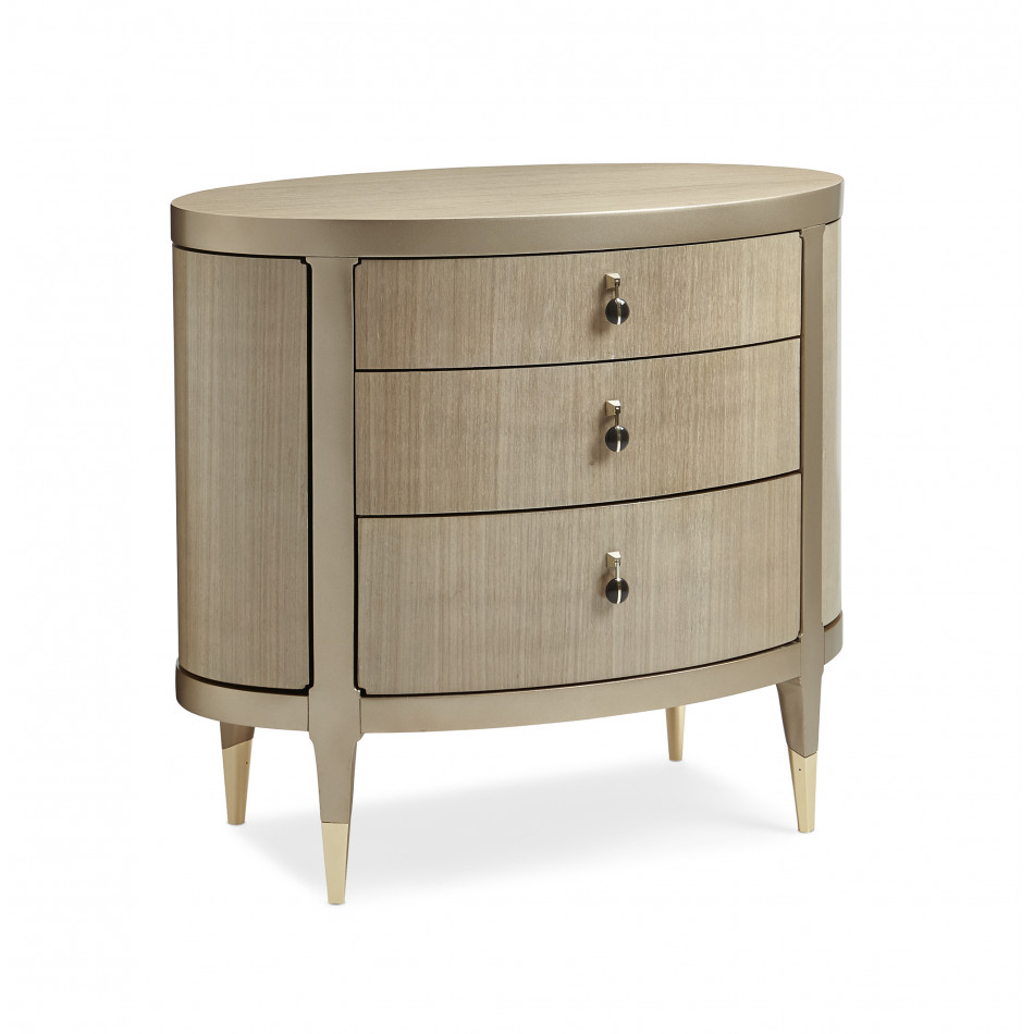 A Dream Come True Nightstand Champagne Shimmer, Taupe Paint, Whisper Of Gold