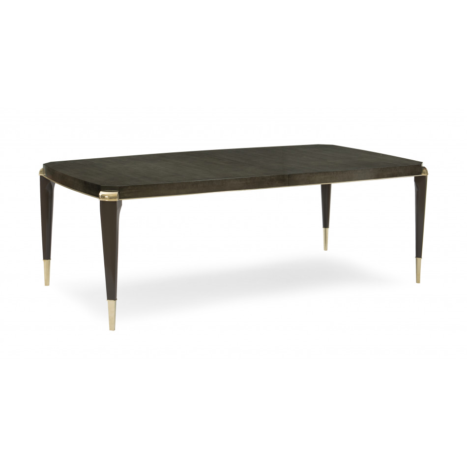 All Trimmed Out Dining Table Whisper Of Gold, Charcoal Anegre, Seal Skin