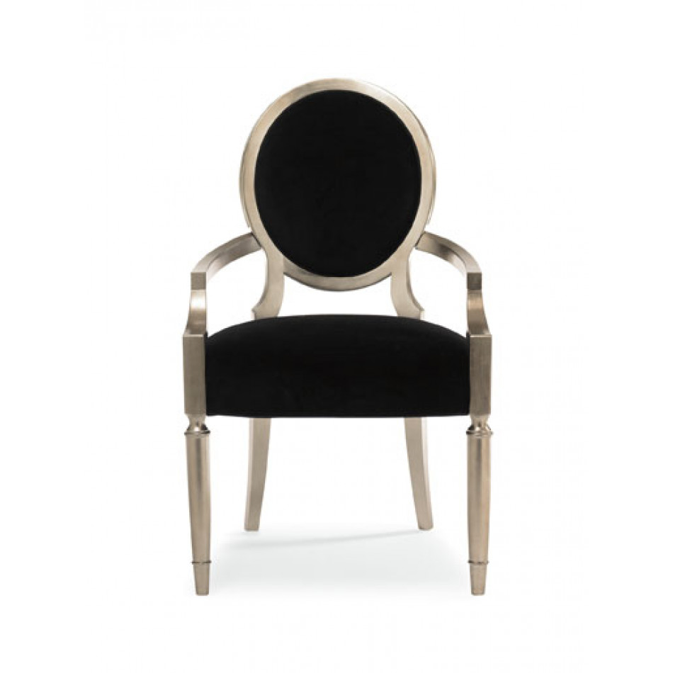 Chit-Chat Arm Dining Chair Taupe Silver Leaf